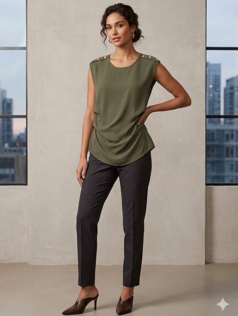 Lush Green Asymmetrical Sleeveless Blouse